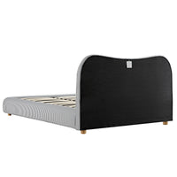 Egerie Curved Headboard Ottoman Storage Bed in Slate Blue Striped Fabric – image 62 of 67