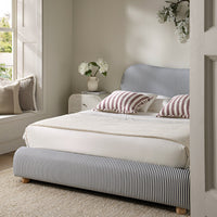 Egerie Curved Headboard Ottoman Storage Bed in Slate Blue Striped Fabric – image 53 of 67