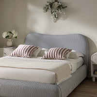 Egerie Curved Headboard Ottoman Storage Bed in Slate Blue Striped Fabric – image 54 of 67
