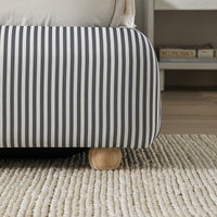 Egerie Curved Headboard Ottoman Storage Bed in Slate Blue Striped Fabric – image 55 of 67