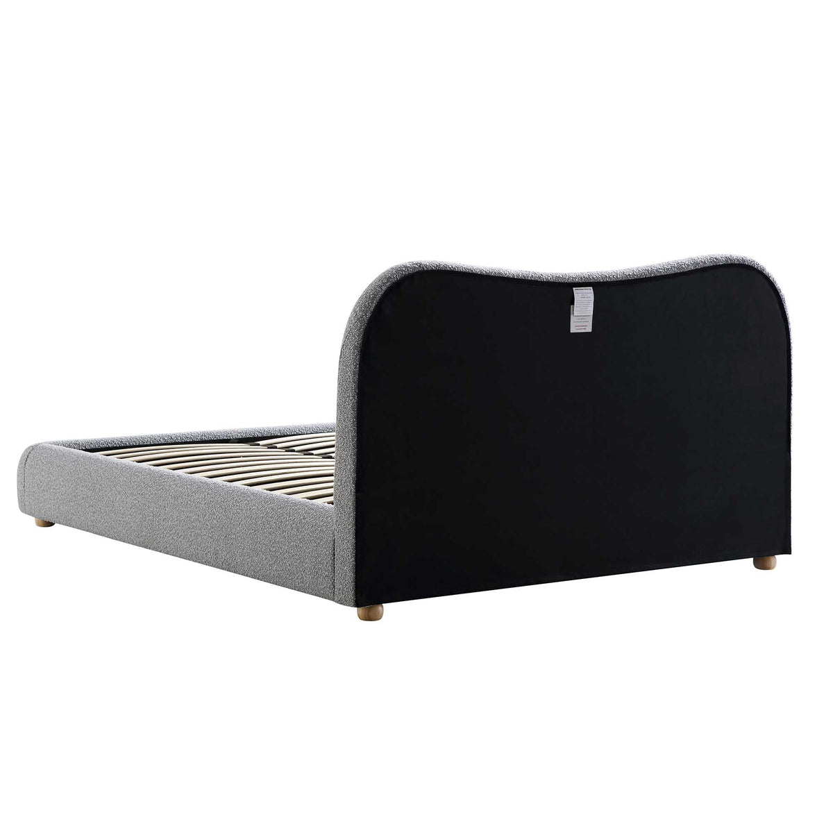 Egerie Curved Headboard Ottoman Storage Bed in Mist Grey Boucle