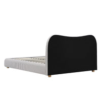 Egerie Curved Headboard Ottoman Storage Bed in Light Taupe Striped Fabric – image 28 of 67
