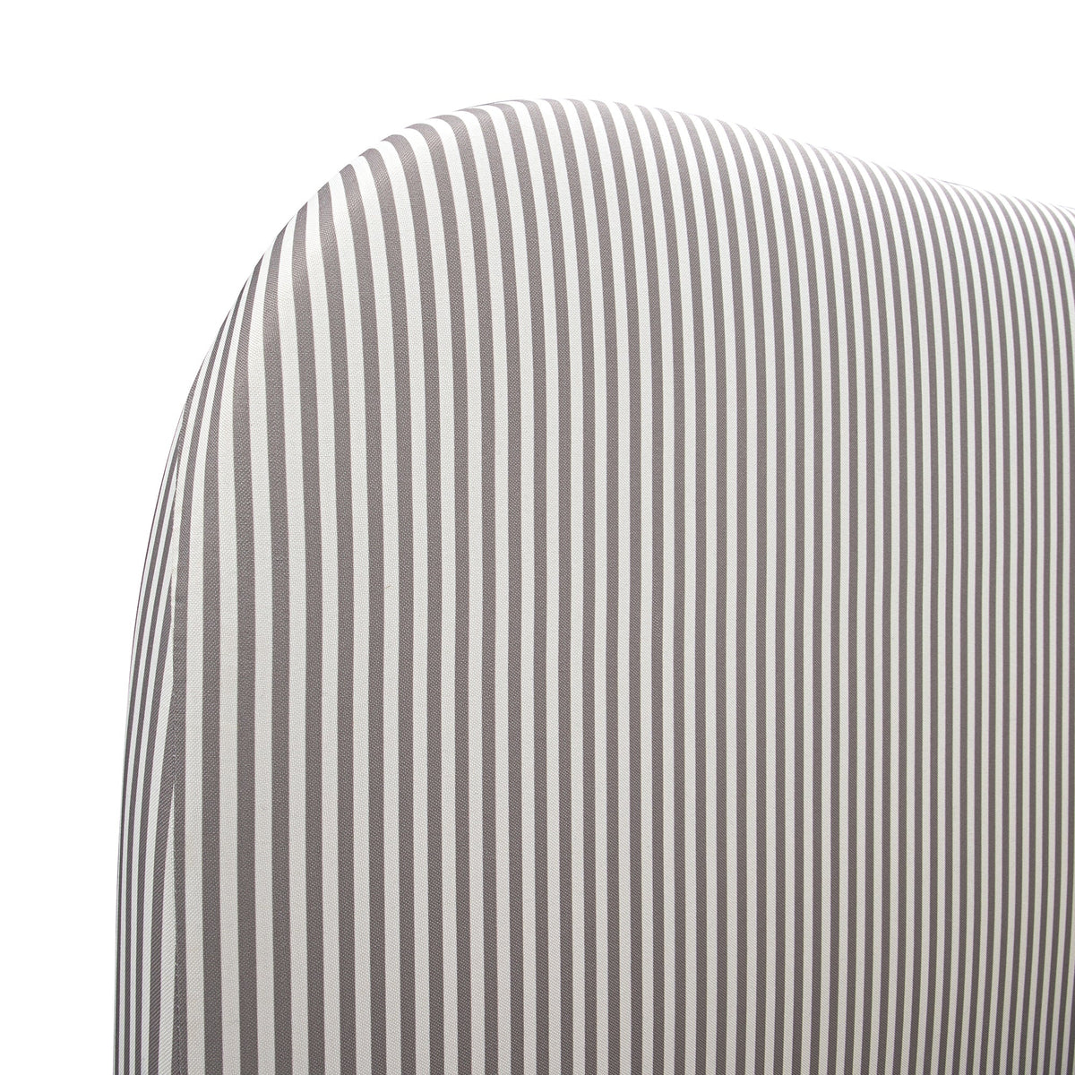 Egerie Curved Headboard Ottoman Storage Bed in Light Taupe Striped Fabric