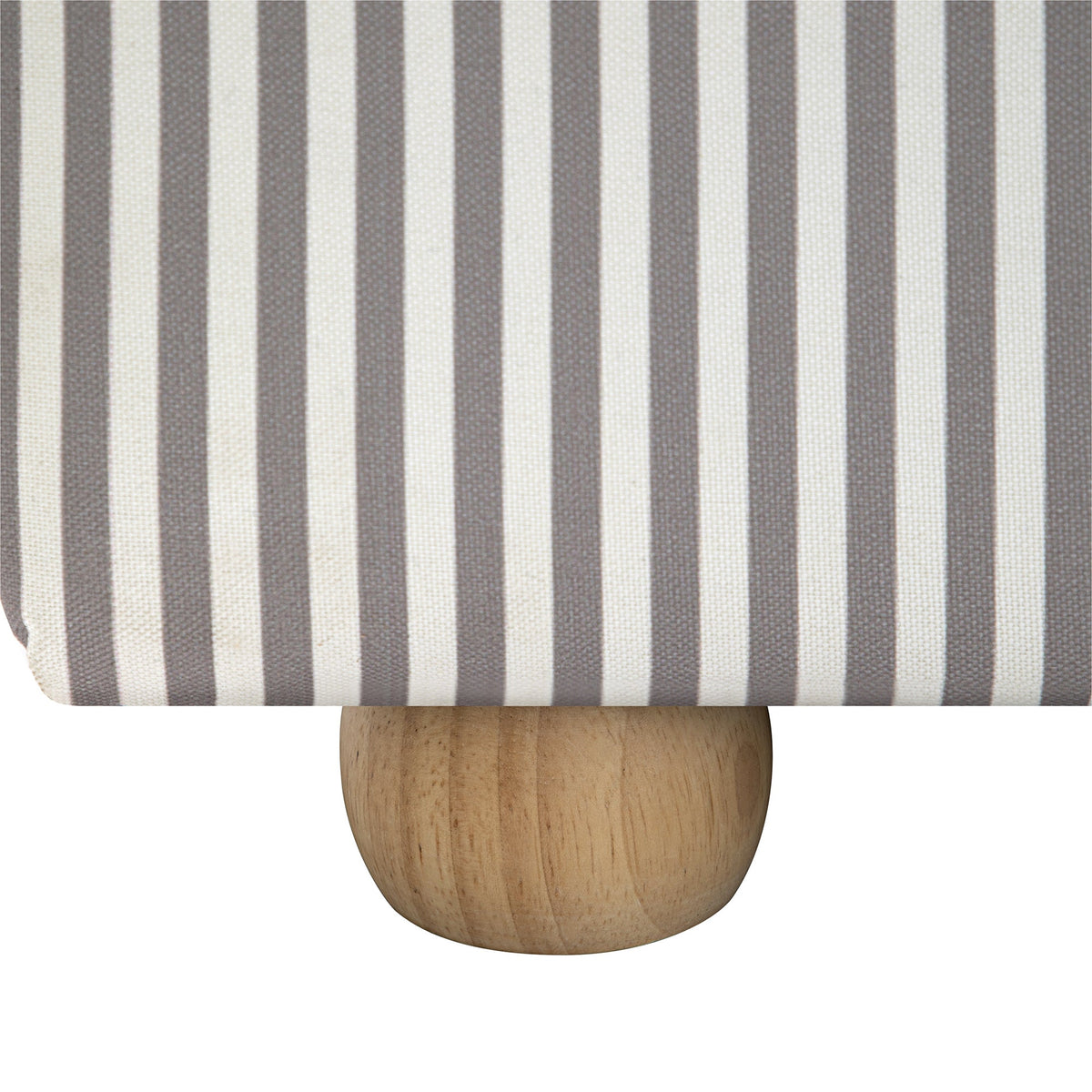 Egerie Curved Headboard Ottoman Storage Bed in Light Taupe Striped Fabric