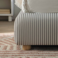 Egerie Curved Headboard Ottoman Storage Bed in Light Taupe Striped Fabric – image 21 of 67