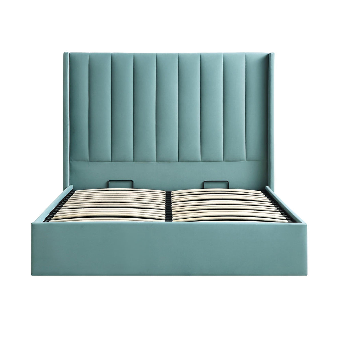 Wilton Ottoman Storage Bed in Seafoam Blue Velvet