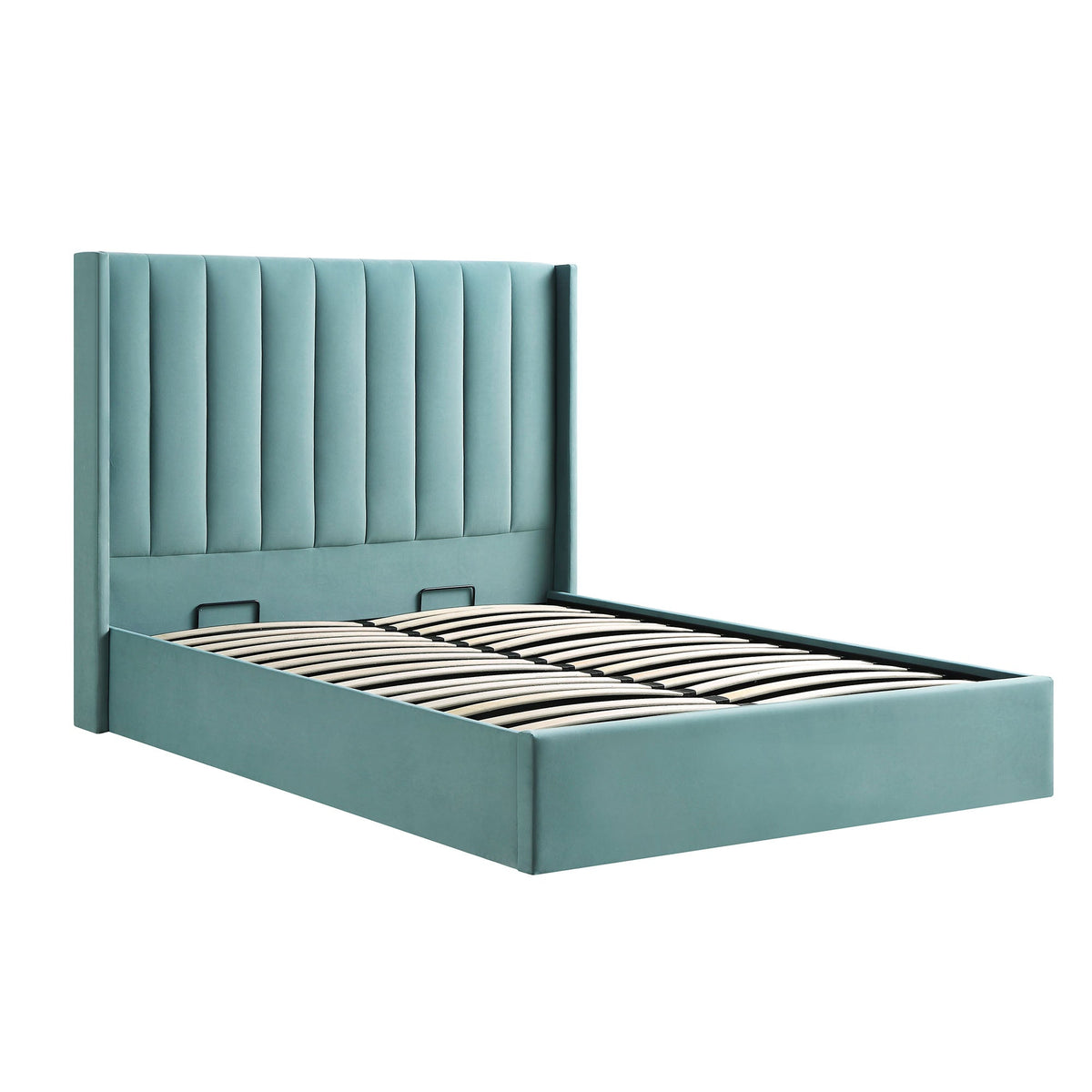 Wilton Ottoman Storage Bed in Seafoam Blue Velvet