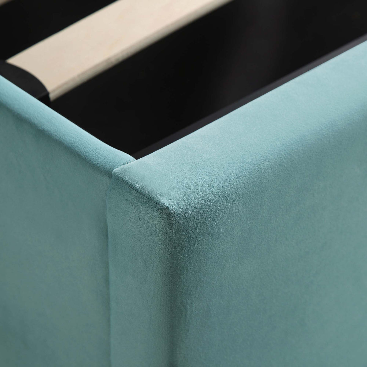 Wilton Ottoman Storage Bed in Seafoam Blue Velvet