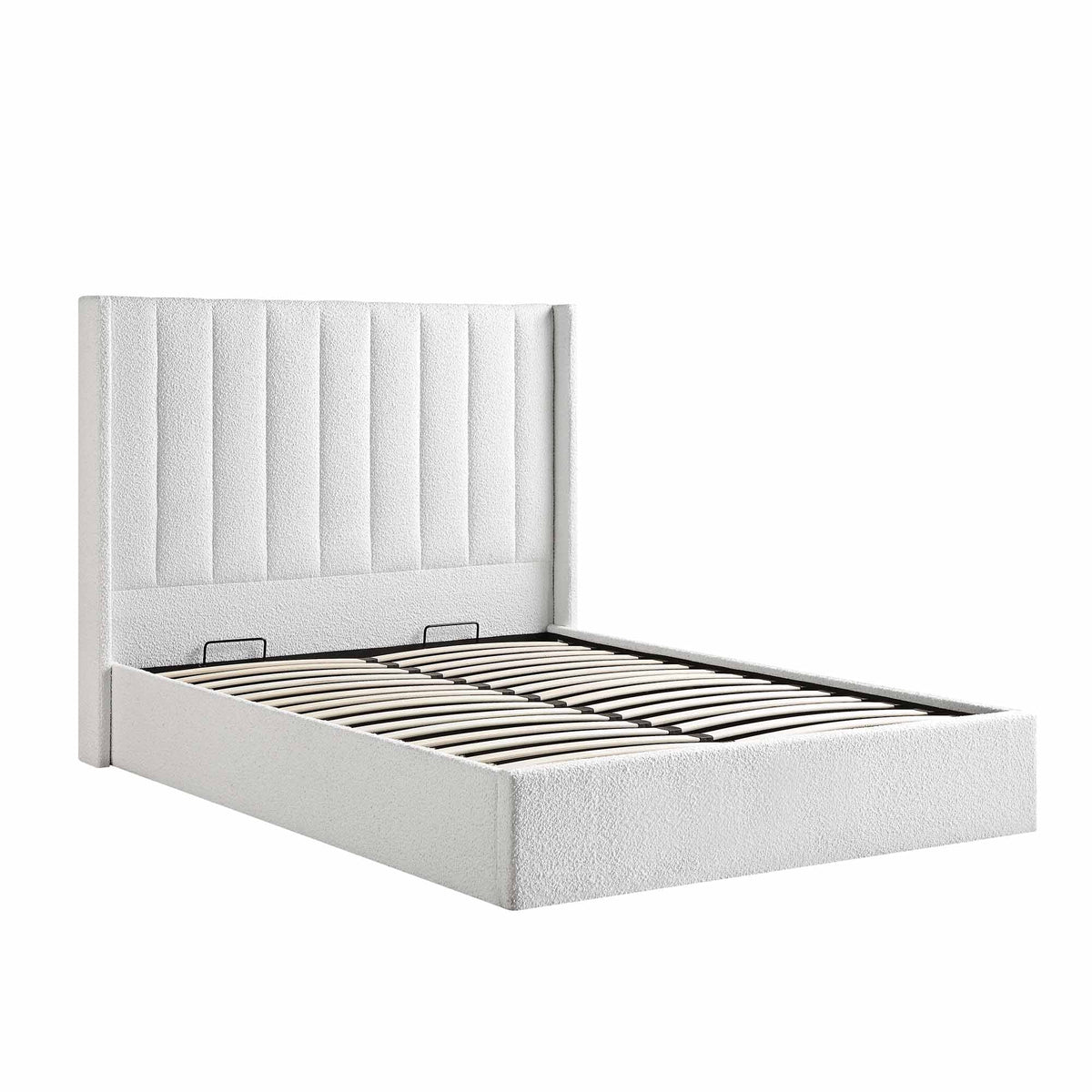 Wilton Ottoman Storage Bed in White Boucle