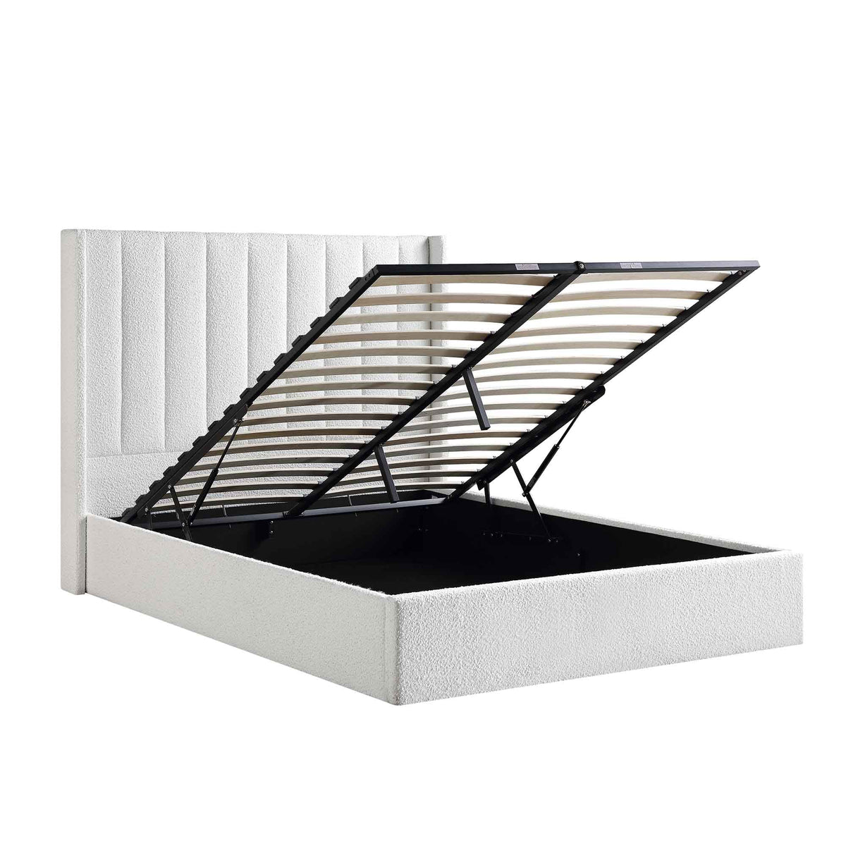 Wilton Ottoman Storage Bed in White Boucle