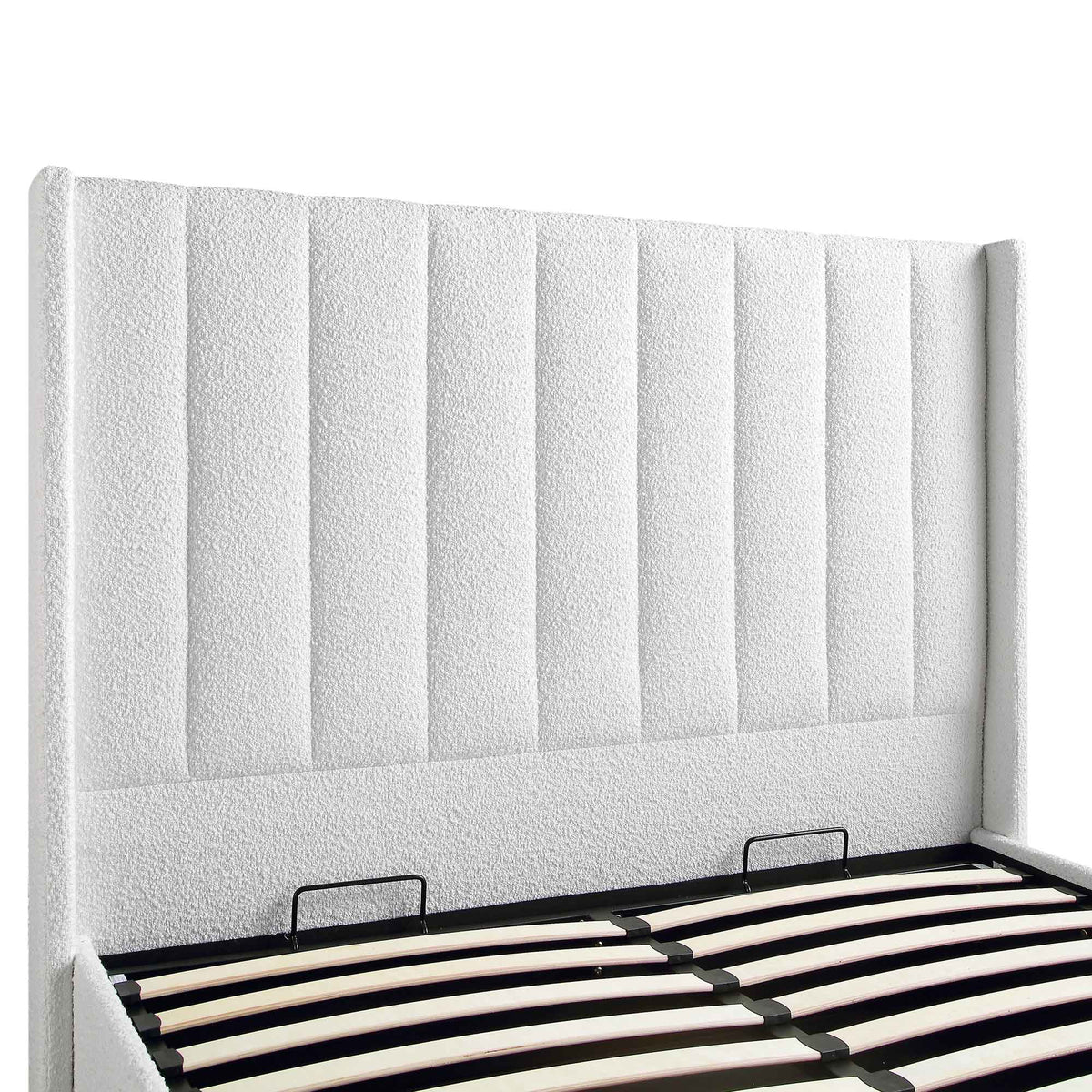 Wilton Ottoman Storage Bed in White Boucle