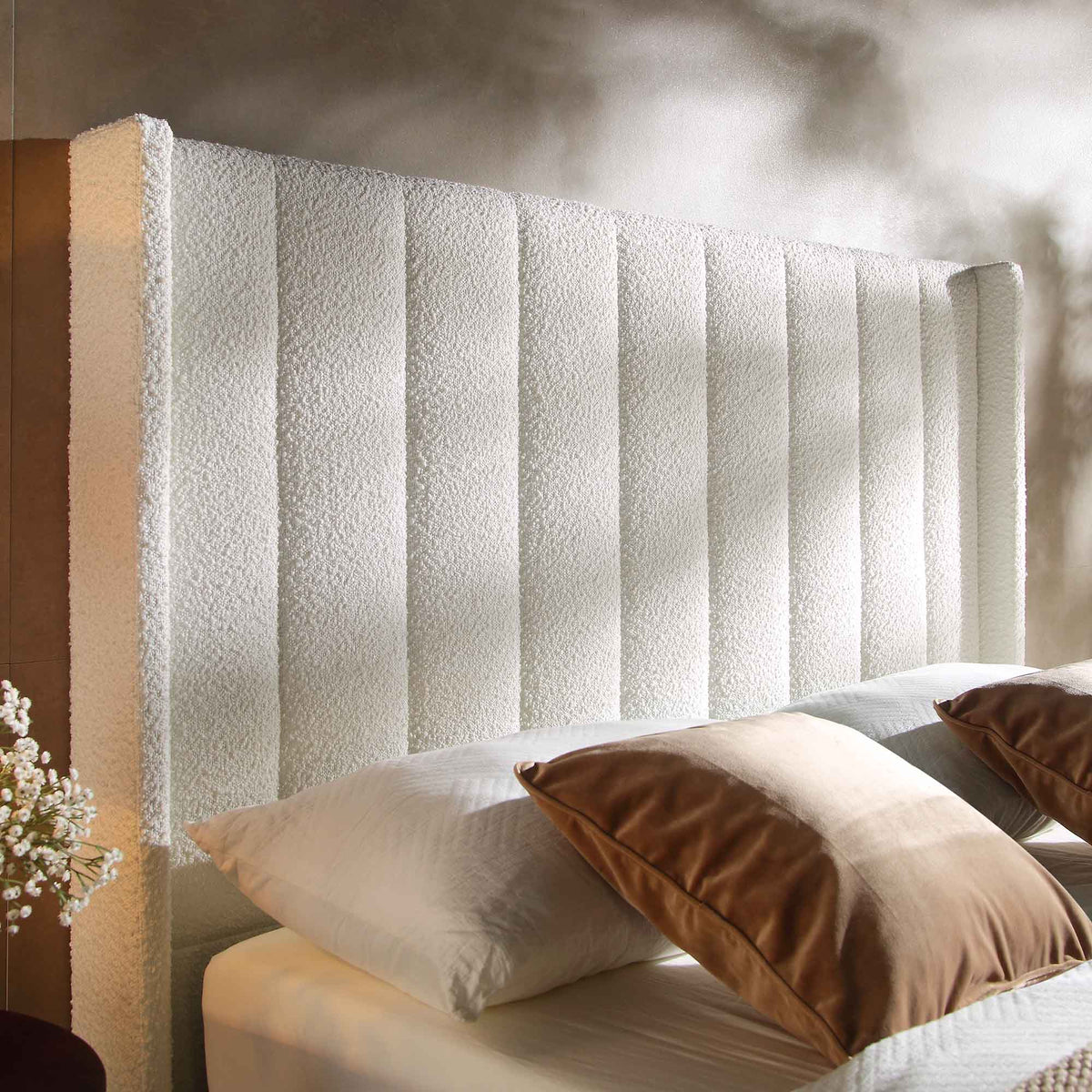 Wilton Ottoman Storage Bed in White Boucle