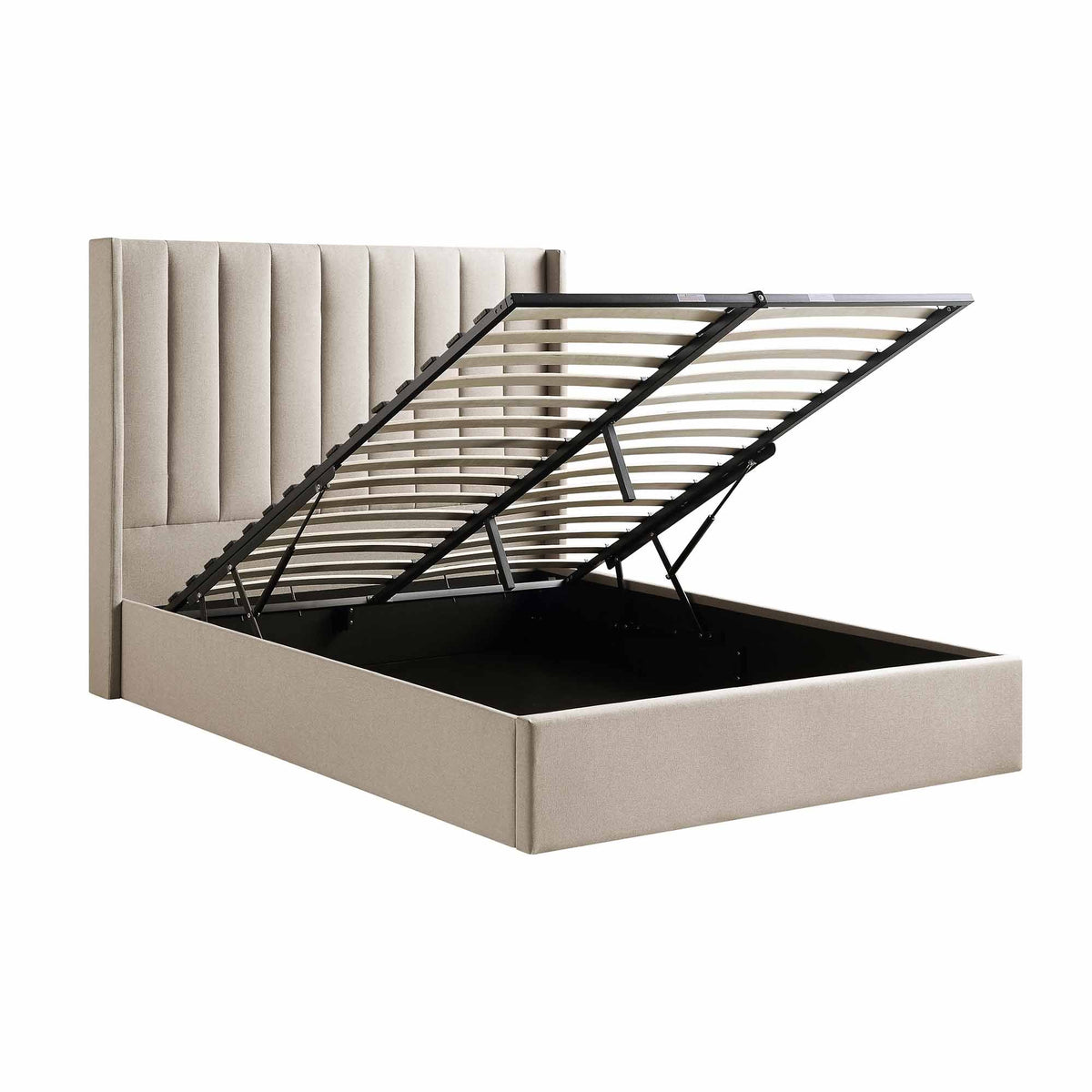 Wilton Ottoman Storage Bed in Warm Stone Fabric