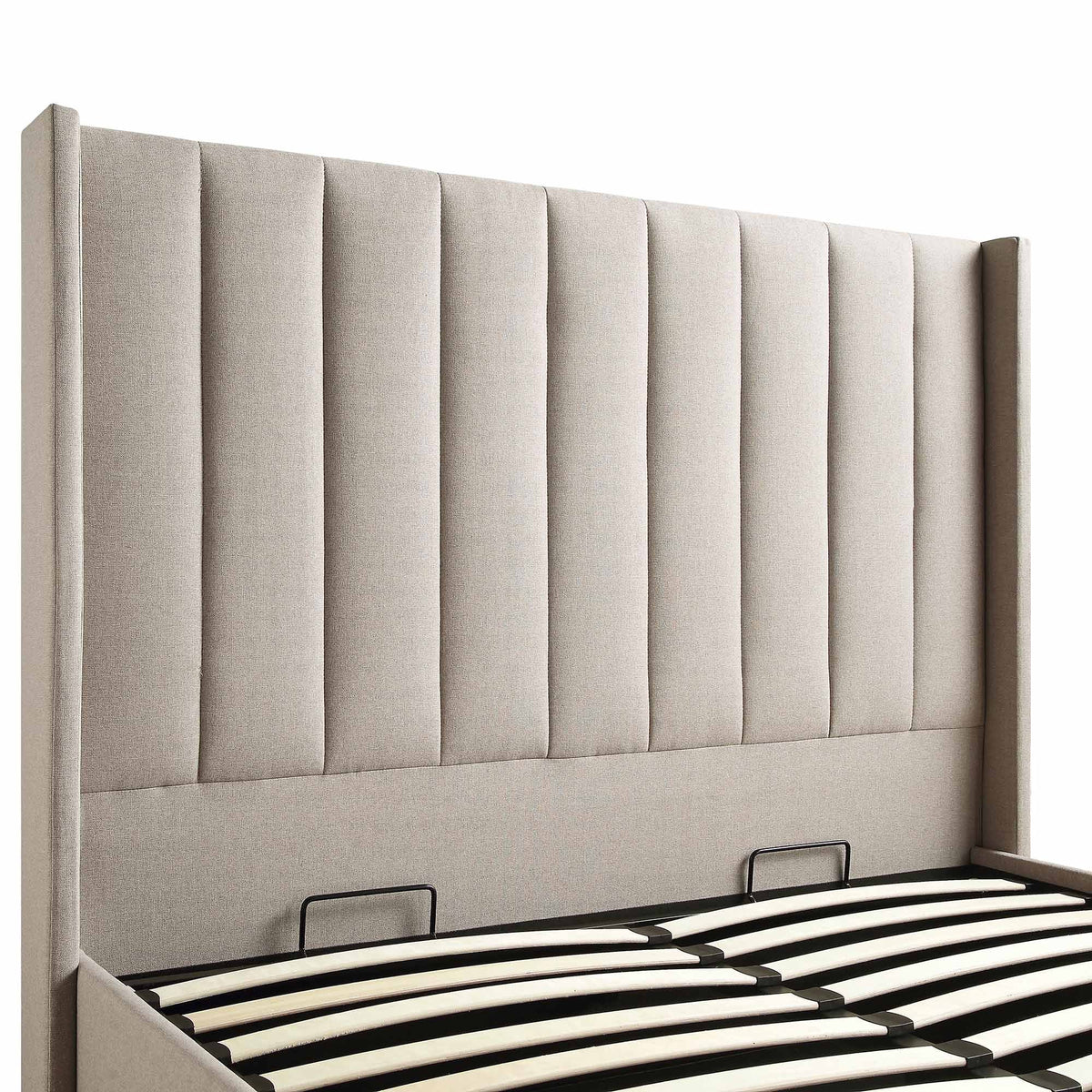 Wilton Ottoman Storage Bed in Warm Stone Fabric