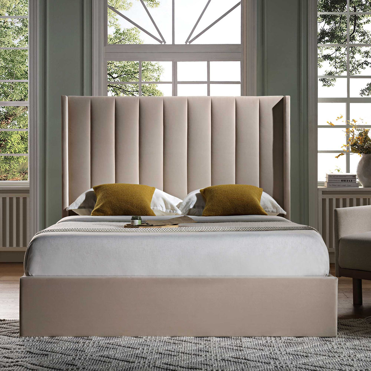 Wilton Ottoman Storage Bed in Champagne Velvet