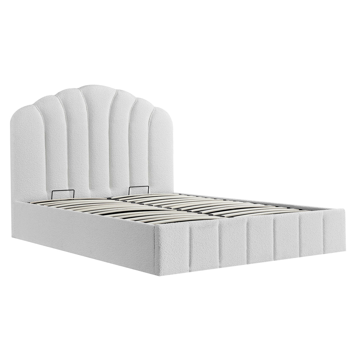 Hana Ottoman Storage Bed in Ecru Boucle