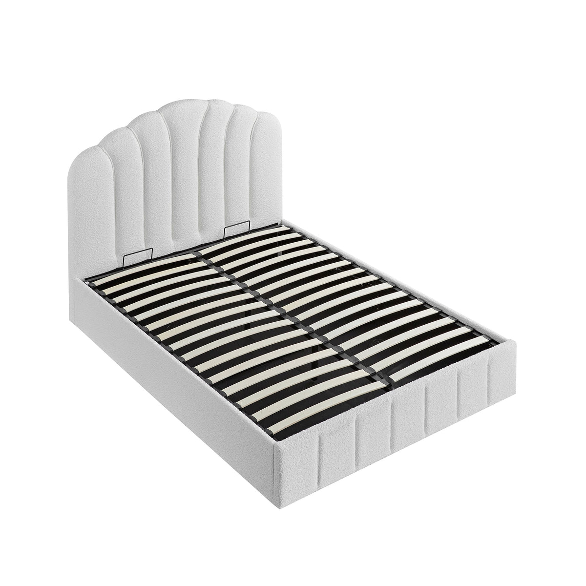 Hana Ottoman Storage Bed in Ecru Boucle