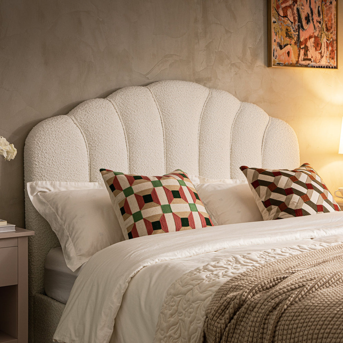 Hana Ottoman Storage Bed in Ecru Boucle