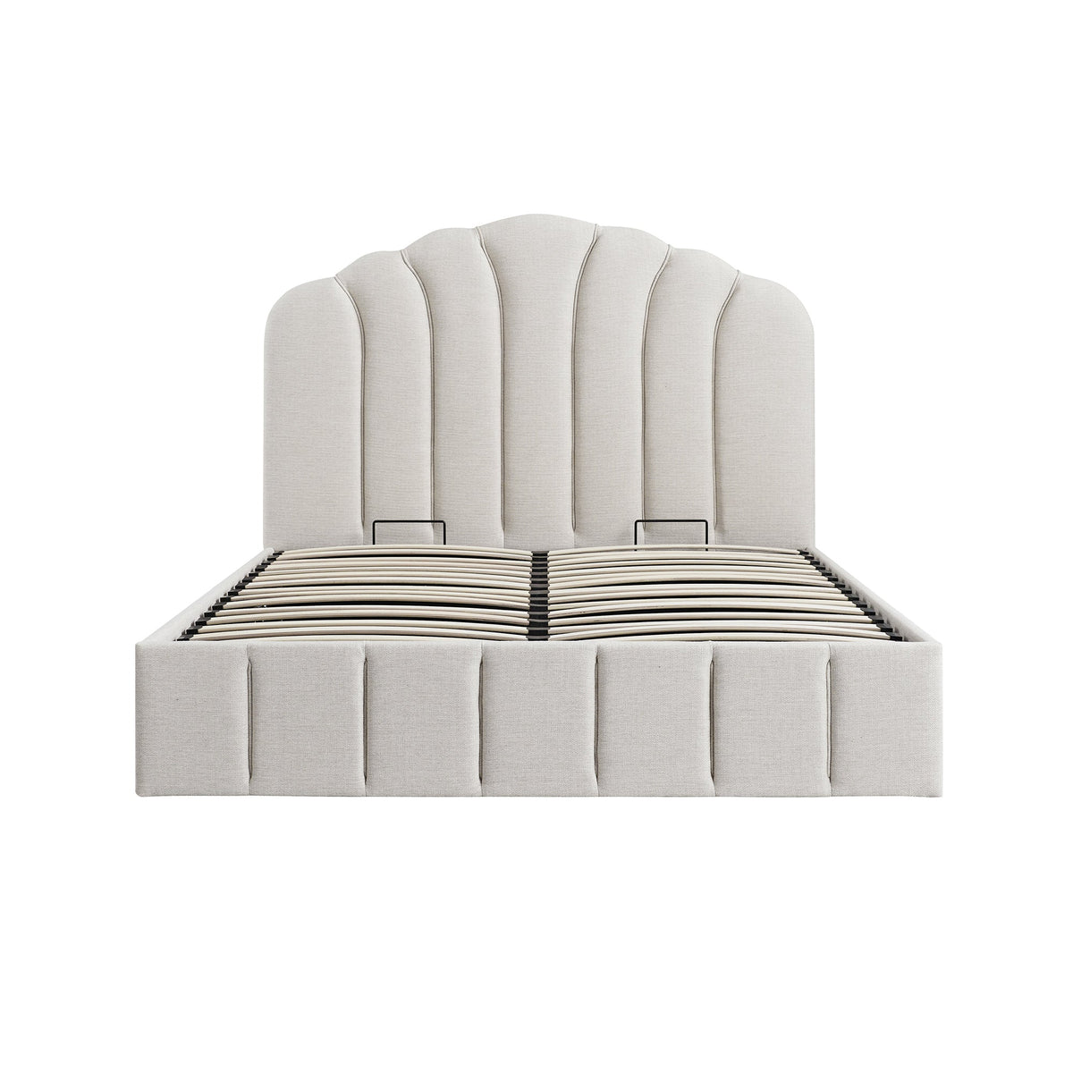 Hana Ottoman Storage Bed in Ivory Weave Fabric