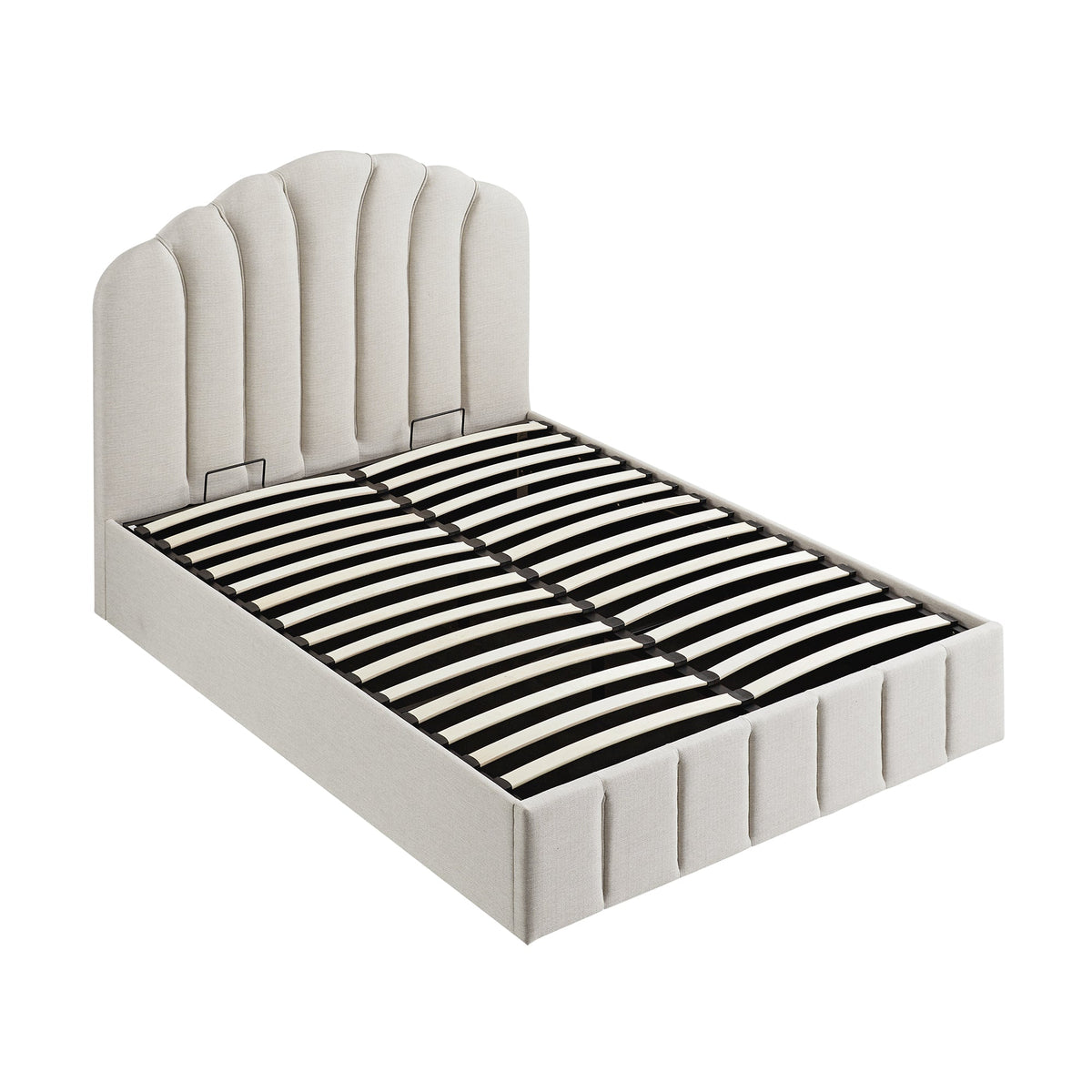 Hana Ottoman Storage Bed in Ivory Weave Fabric