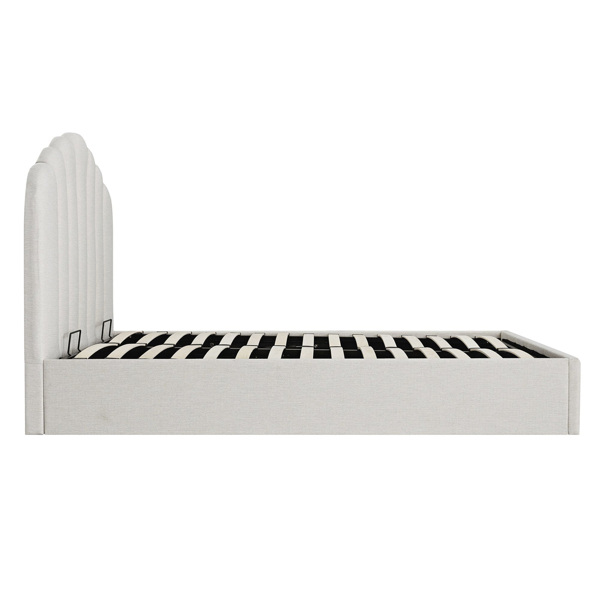 Hana Ottoman Storage Bed in Ivory Weave Fabric