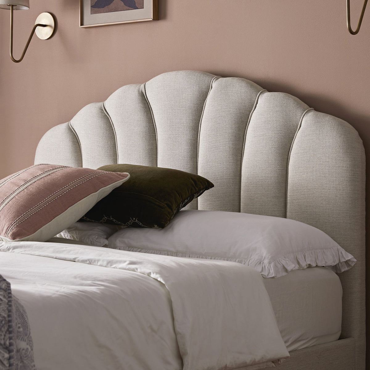 Hana Ottoman Storage Bed in Ivory Weave Fabric