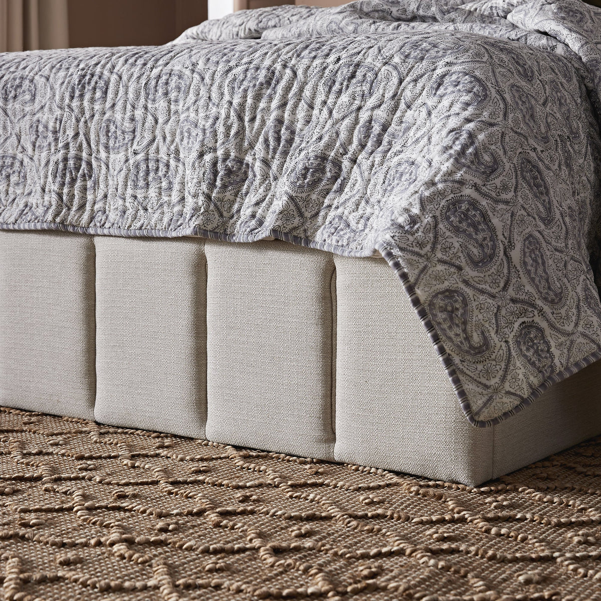 Hana Ottoman Storage Bed in Ivory Weave Fabric