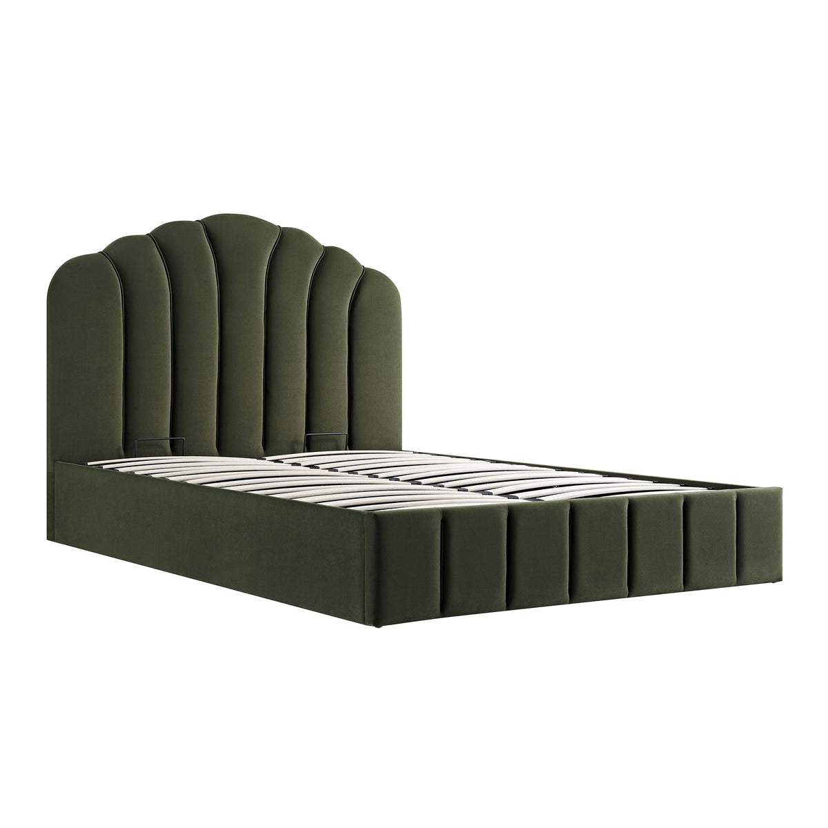 Hana Ottoman Storage Bed in Moss Green Velvet