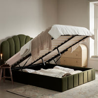 Hana Ottoman Storage Bed in Moss Green Velvet – image 36 of 85