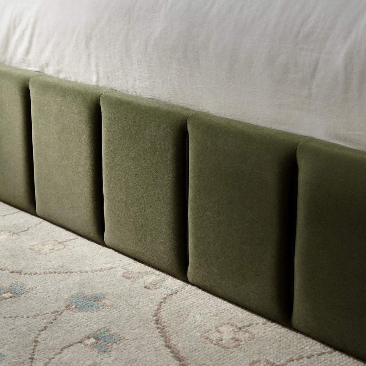 Hana Ottoman Storage Bed in Moss Green Velvet