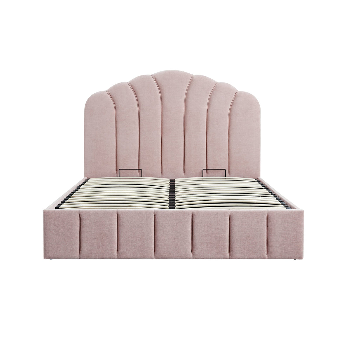Hana Ottoman Storage Bed in Petal Pink Chenille