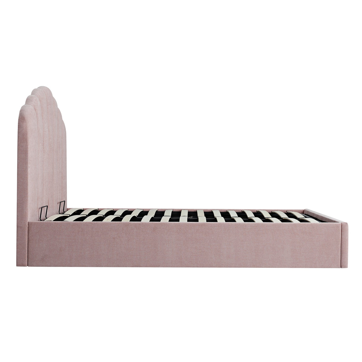 Hana Ottoman Storage Bed in Petal Pink Chenille