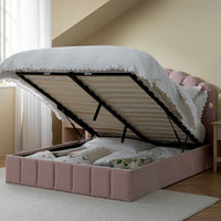 Hana Ottoman Storage Bed in Petal Pink Chenille – image 53 of 85