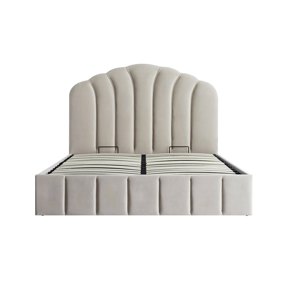Hana Ottoman Storage Bed in Warm Stone Velvet