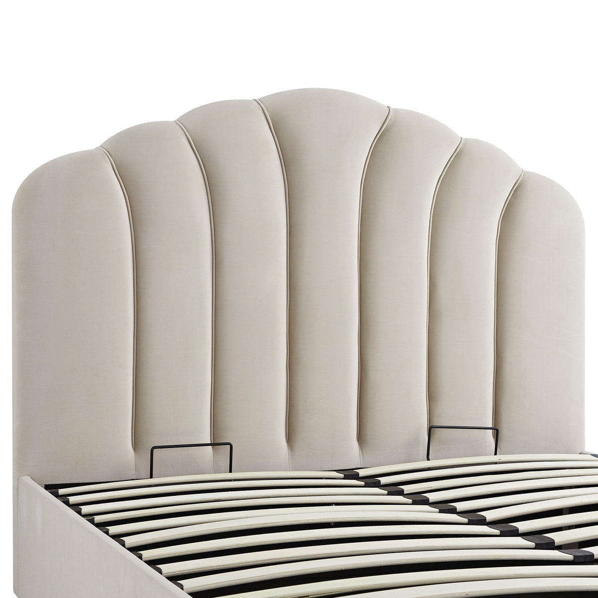 Hana Ottoman Storage Bed in Warm Stone Velvet