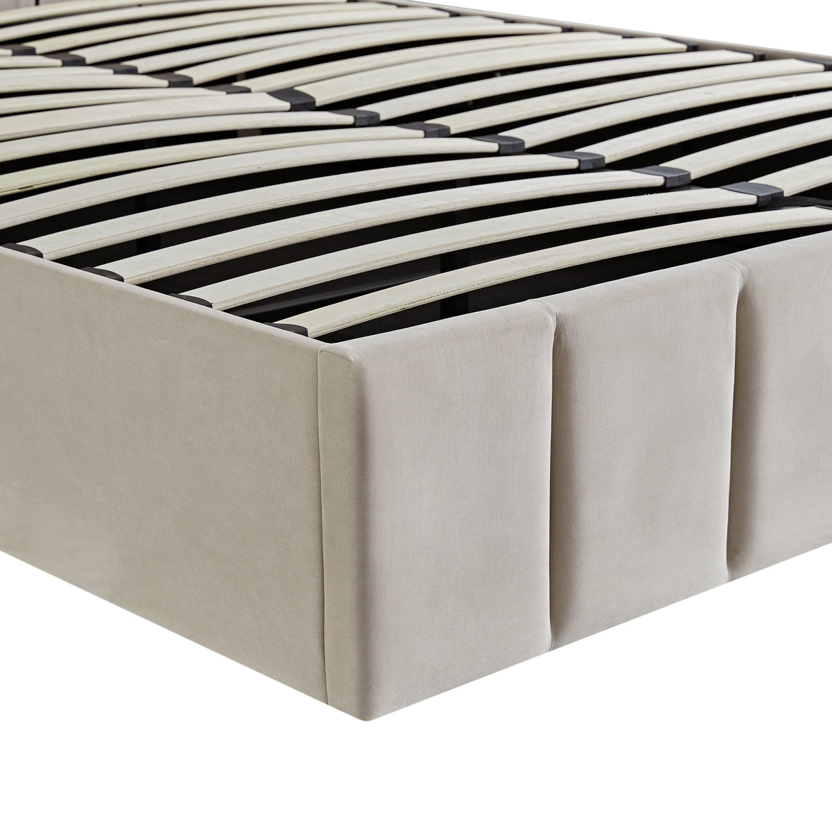 Hana Ottoman Storage Bed in Warm Stone Velvet