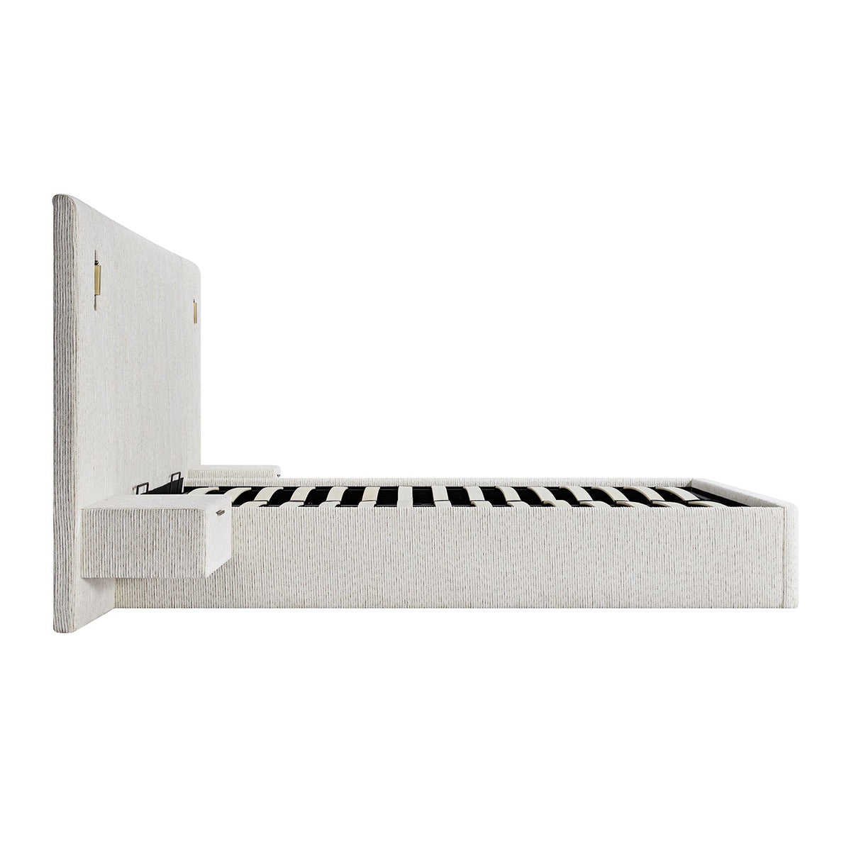 Tremezzo Oversized Ottoman Storage Bed in Beige Textured Fabric