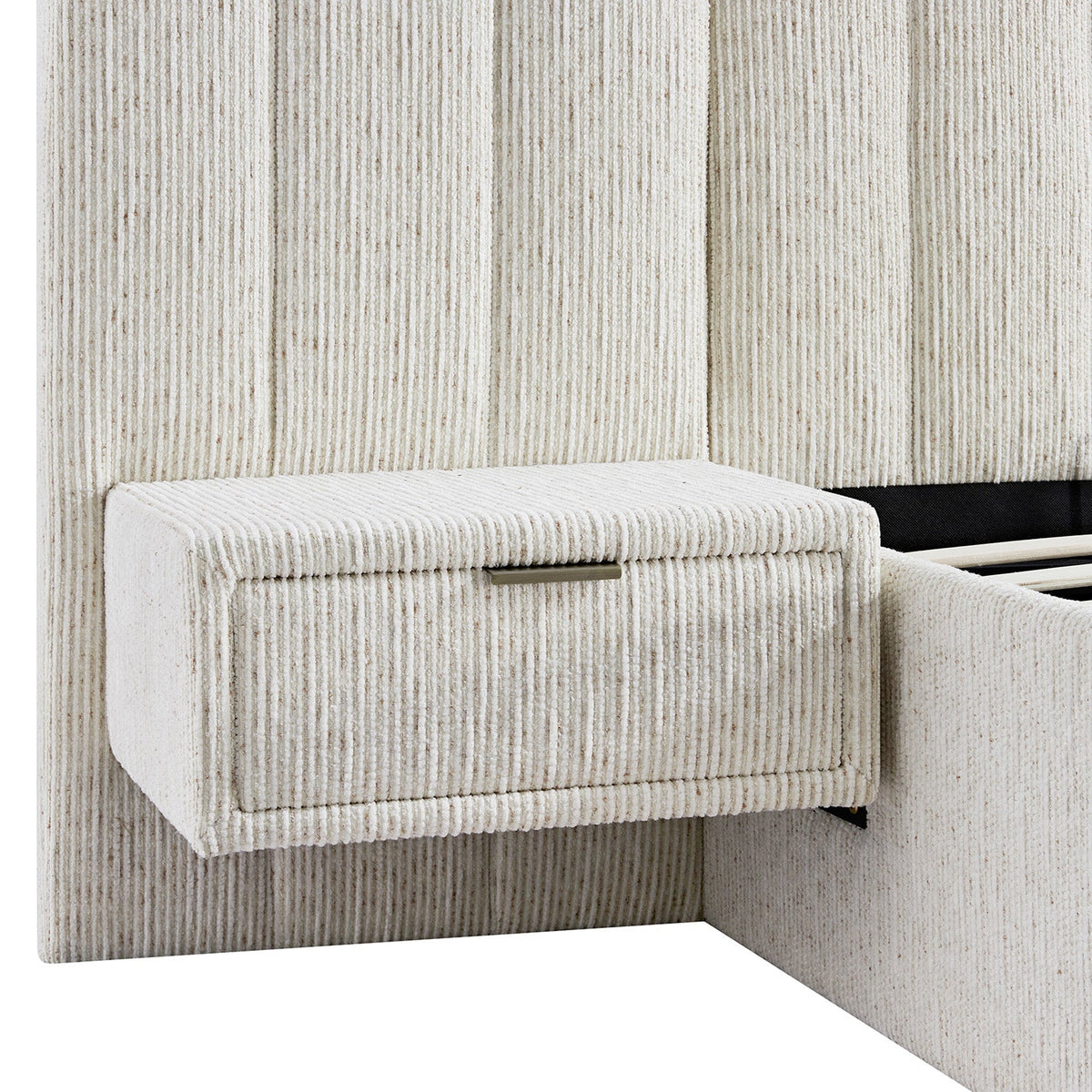 Tremezzo Oversized Ottoman Storage Bed in Beige Textured Fabric