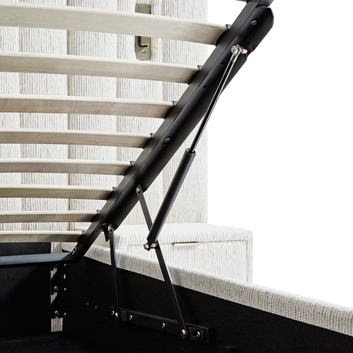 Tremezzo Oversized Ottoman Storage Bed in Beige Textured Fabric