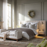 Tremezzo Oversized Ottoman Storage Bed in Beige Textured Fabric – image 1 of 65