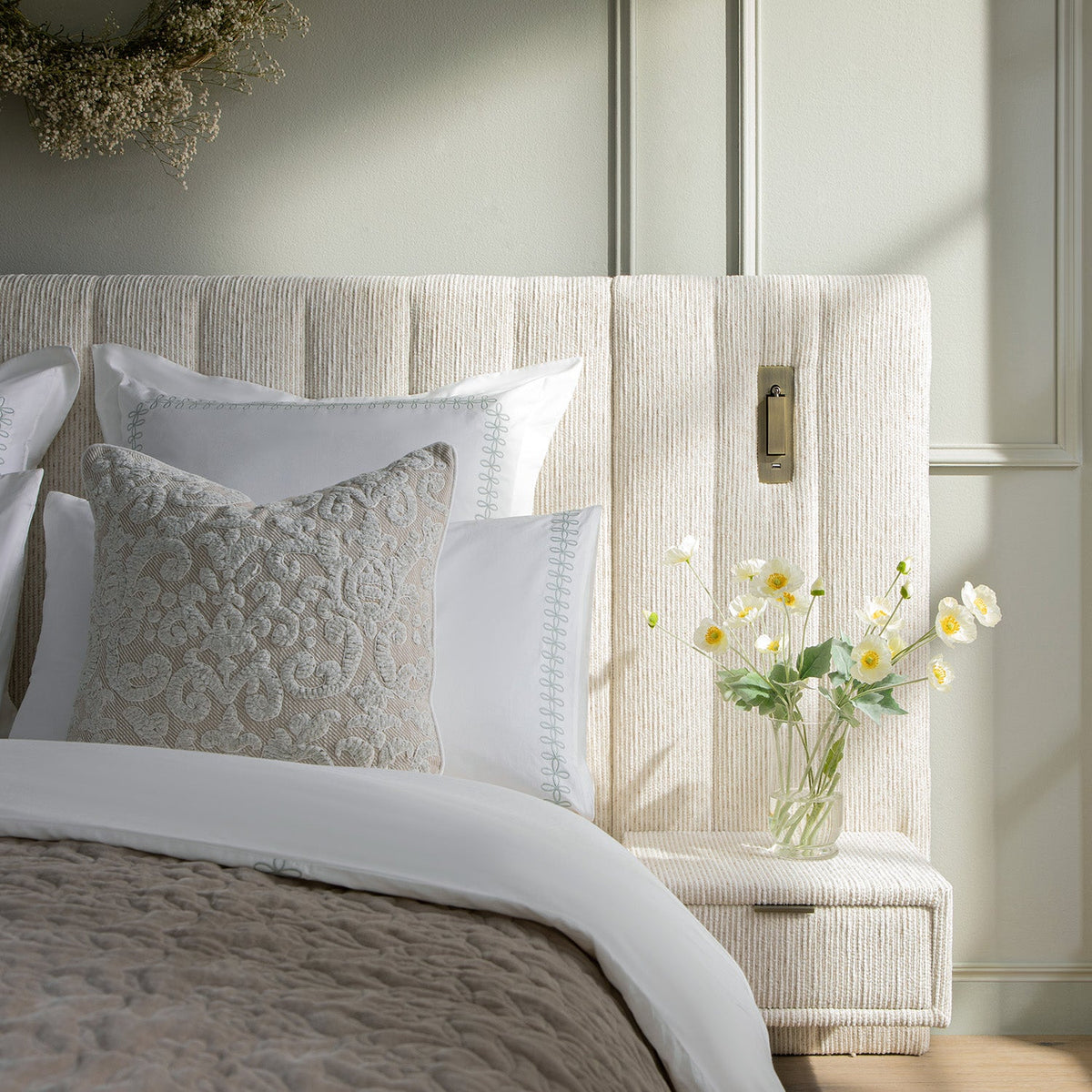 Tremezzo Oversized Ottoman Storage Bed in Beige Textured Fabric
