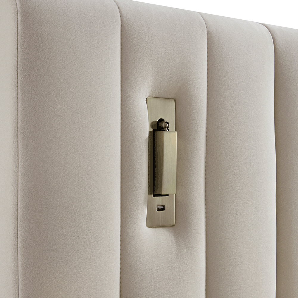 Tremezzo Oversized Ottoman Storage Bed in Champagne Velvet