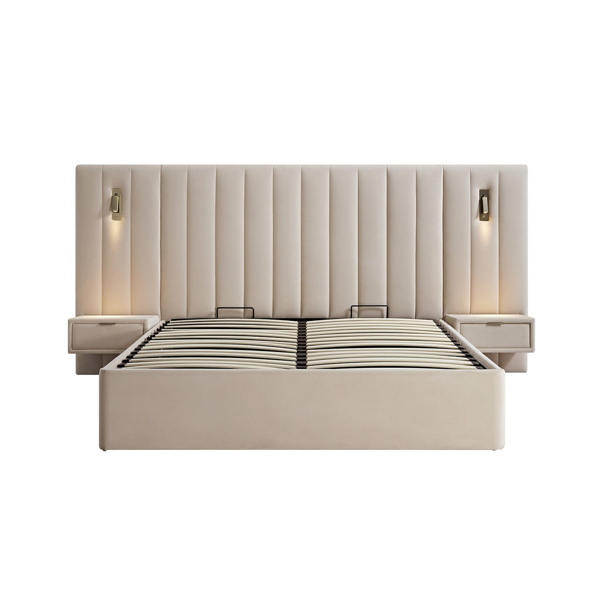 Tremezzo Oversized Ottoman Storage Bed in Champagne Velvet