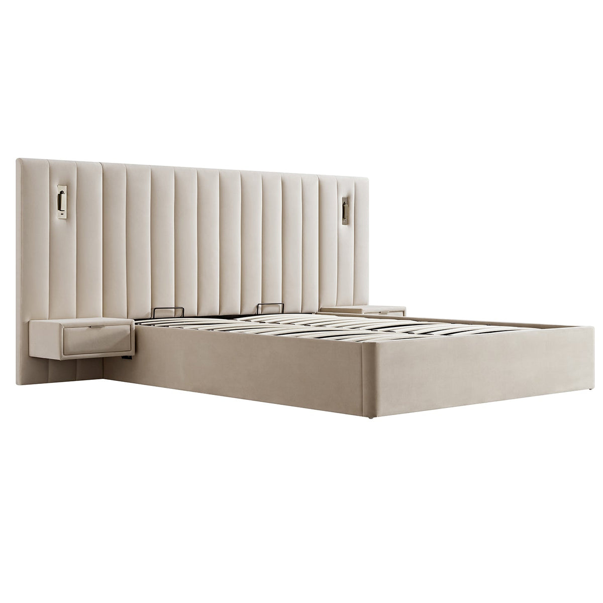 Tremezzo Oversized Ottoman Storage Bed in Champagne Velvet