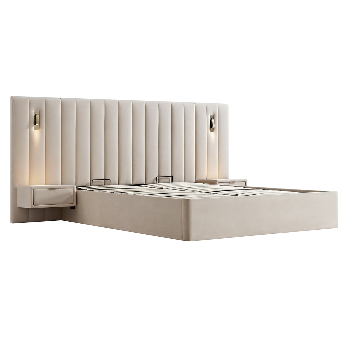 Tremezzo Oversized Ottoman Storage Bed in Champagne Velvet