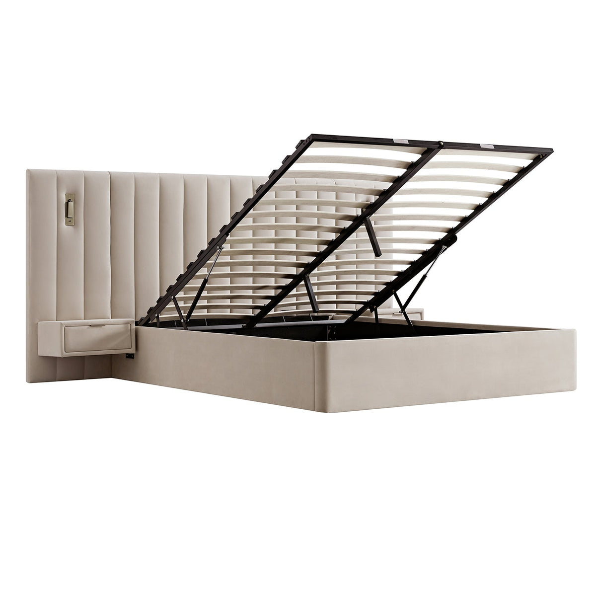 Tremezzo Oversized Ottoman Storage Bed in Champagne Velvet
