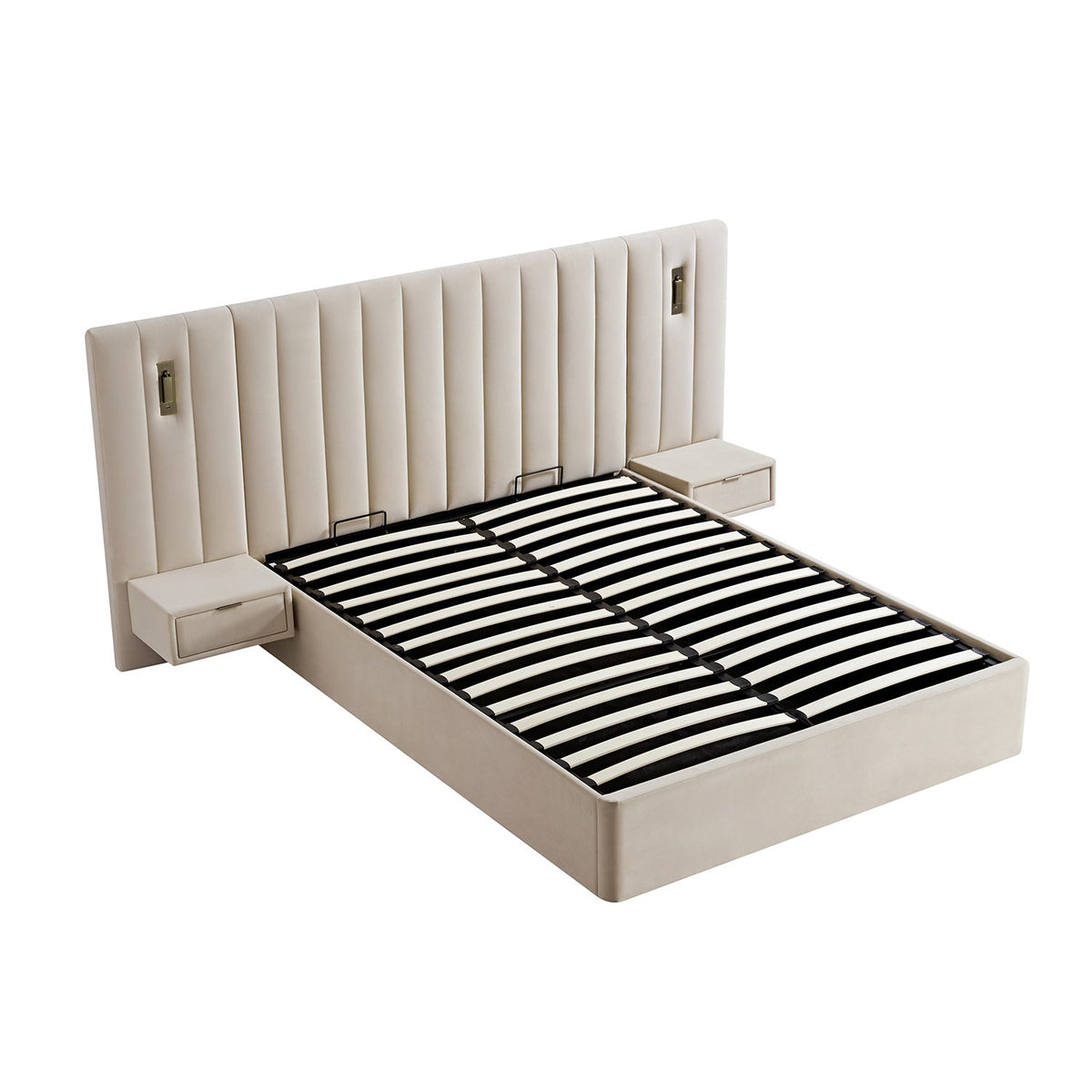 Tremezzo Oversized Ottoman Storage Bed in Champagne Velvet