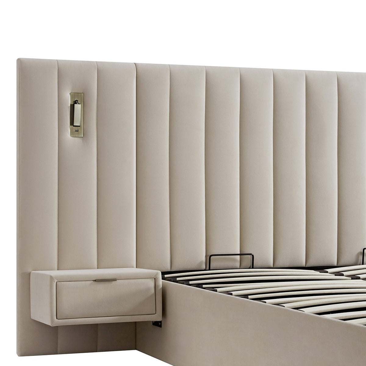 Tremezzo Oversized Ottoman Storage Bed in Champagne Velvet