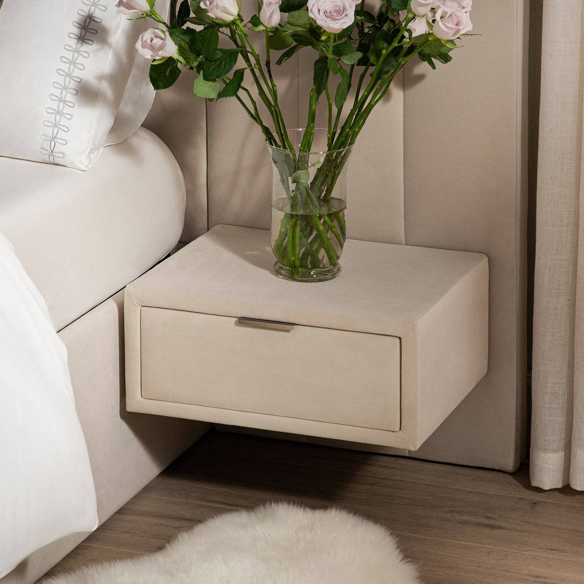 Tremezzo Oversized Ottoman Storage Bed in Champagne Velvet