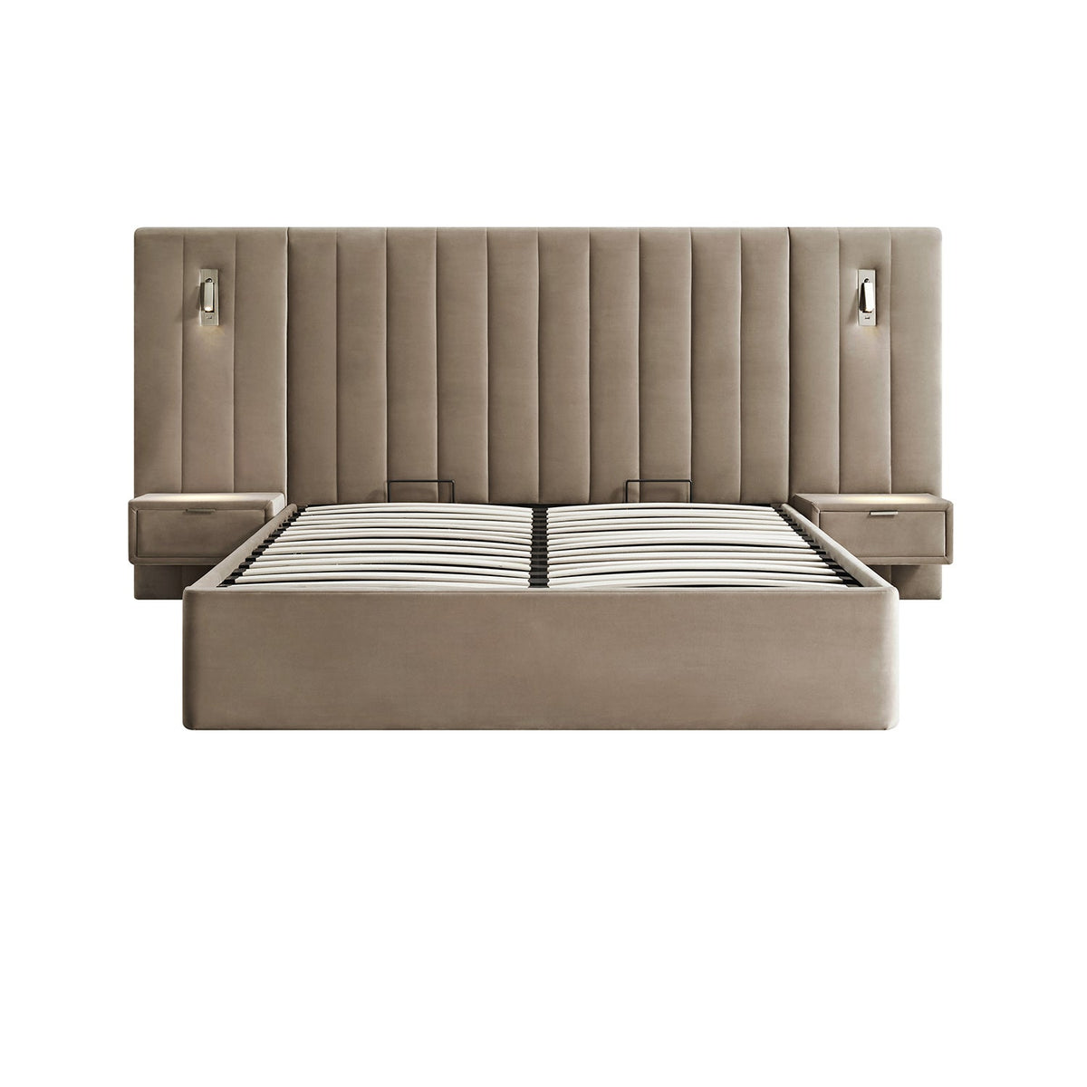 Tremezzo Oversized Ottoman Storage Bed in Taupe Velvet